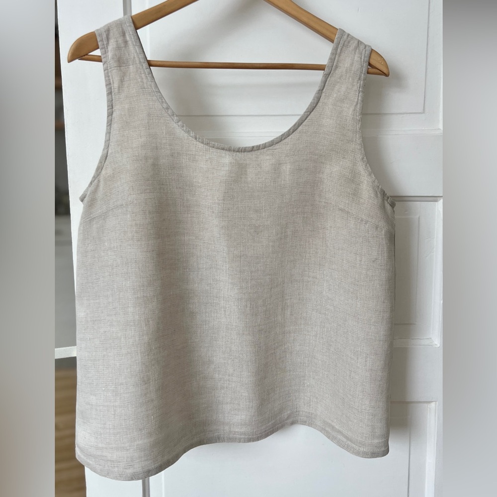Porto Linen Tank – Natural/Beige